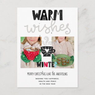 Warm Wishes Christmas PHOTO Scandinavian Doodles Postcard