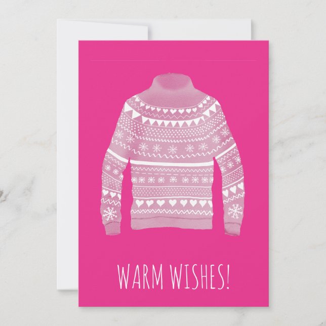 Warm Wishes Christmas sweater Holiday Card (Front)
