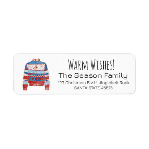 Warm Wishes Christmas Sweater Label Return Address Label