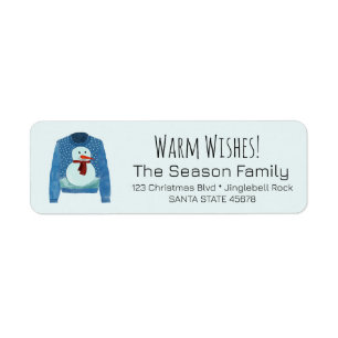 Warm Wishes Christmas Sweater Label Return Address Label