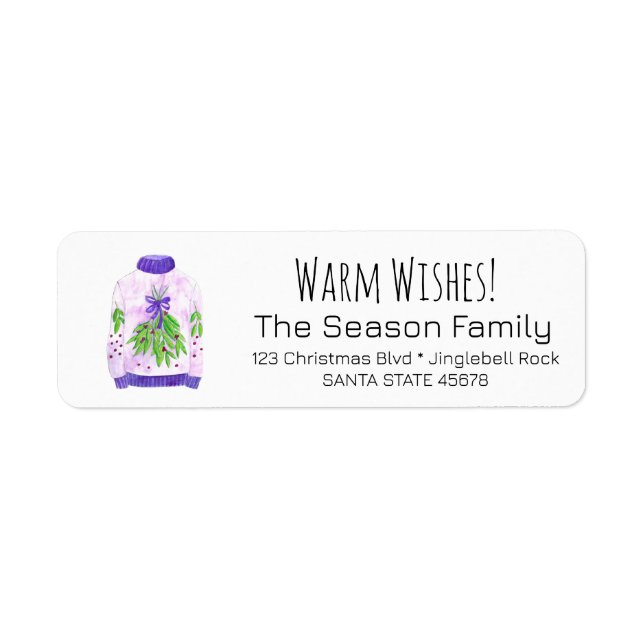 Warm Wishes Christmas Sweater Label Return Address Label (Front)
