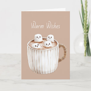 Warm Wishes Cocoa Brown Mug Marshmallows Card