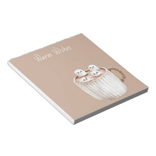 Warm Wishes Cocoa Brown Mug Marshmallows Notepad