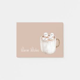 Warm Wishes Cocoa Brown Mug Marshmallows Post-it Notes