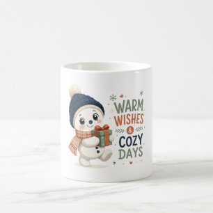 Warm Wishes Cosy Days Cute Snowman Coffee Mug
