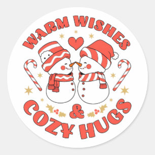 Warm Wishes & Cozy Hugs Classic Round Sticker
