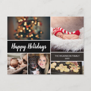 "Warm Wishes: Customisable Family Photo Collage Ho Holiday Postcard