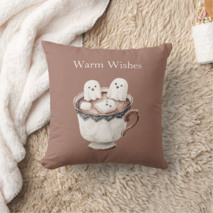 Warm Wishes Ghost Marshmallows Cocoa Cushion