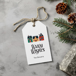 Warm Wishes Gift Tag, Holiday Christmas Village Gift Tags
