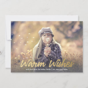 Warm Wishes Gold Holiday Full Photo Horizontal