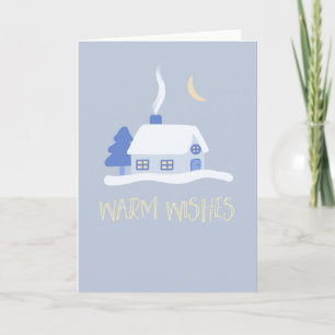 Warm Wishes Happy Holidays Christmas Winter Scene Card