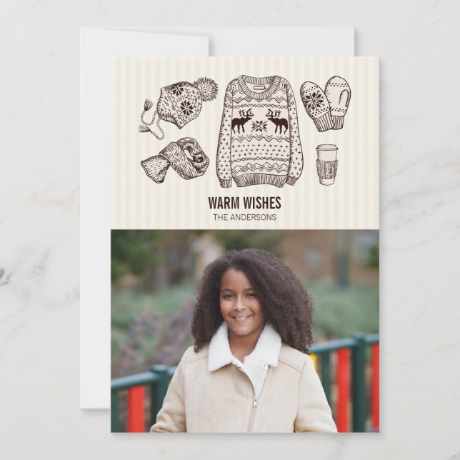 Warm Wishes Holiday Essentials Photo Card (Front)