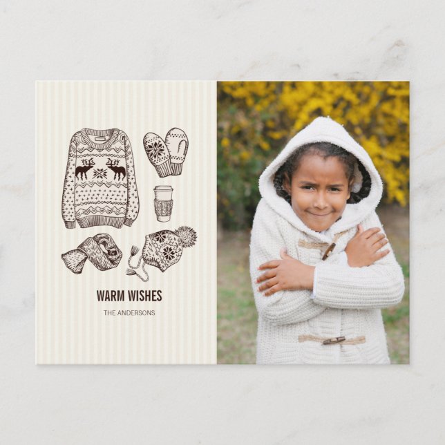 Warm Wishes Holiday Essentials Photo Postcard (Front)