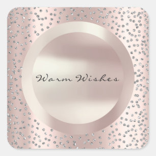 Warm Wishes Holiday Rose Pearl Glitter Square Sticker