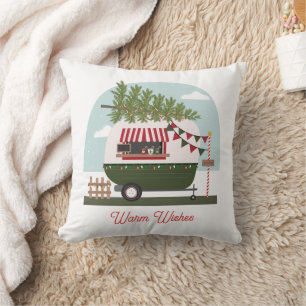 Warm Wishes Hot Cocoa Camper Christmas Cushion