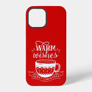 Warm Wishes Hot Cup Coffee Cocoa Red White iPhone 12 Case