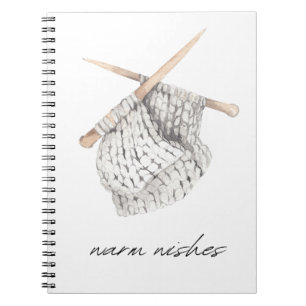 Warm wishes, knitting, woven notebook