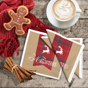 Warm Wishes Kraft & Tartan Red ID589 Napkin