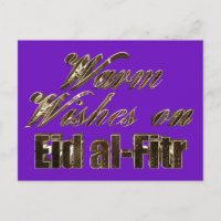 Warm Wishes on Eid al-Fitr Purple Gold Typography
