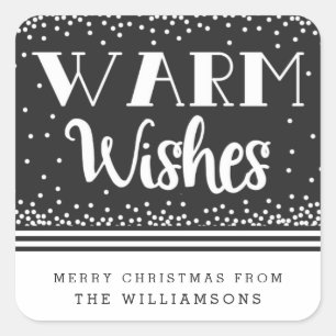 Warm Wishes Personalised Holiday Stickers / Grey