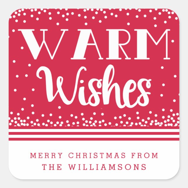 Warm Wishes Personalised Holiday Stickers / Red (Front)