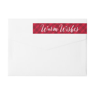 Warm Wishes Plaid Holiday Wrap Around Label