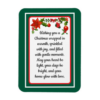 Warm wishes poinsettia christmas card magnet