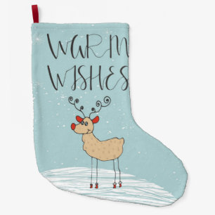 Warm Wishes Reindeer Large Christmas Stocking