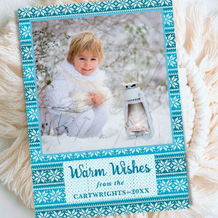 Warm Wishes Snowflake Sweater Photo Holiday Card