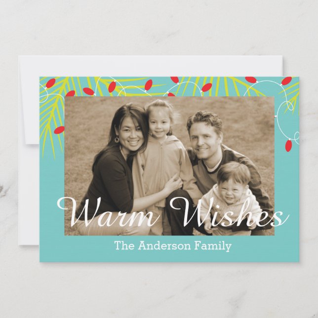 Warm Wishes Tropical Family Photo Cards (Front)