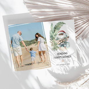 Warm Wishes Tropical SantaClaus Christmas Photo Holiday Postcard