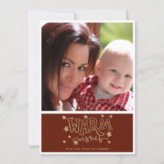 Warm Wishes Typography Photo Christmas Card