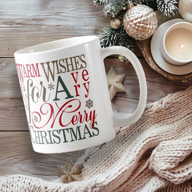 Warm Wishes Typography Red/Green ID589 Coffee Mug (Creator Uploaded)