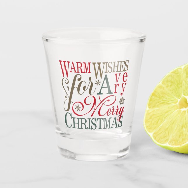 Warm Wishes Typography Red/Green ID589 Shot Glass (Front)