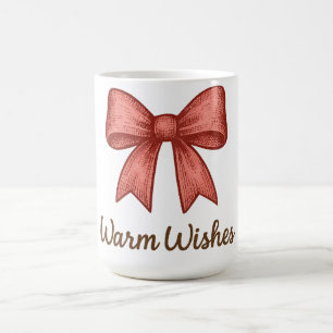 Warm Wishes Vintage Bow Coquette Holiday Gift Coffee Mug