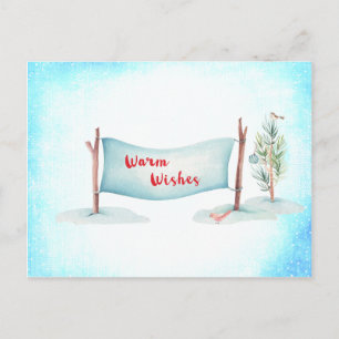 Warm Wishes Winter Snow Scene Postcard