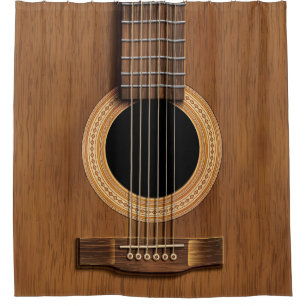 Warm Wood Acoustic Guitar Shower Curtain