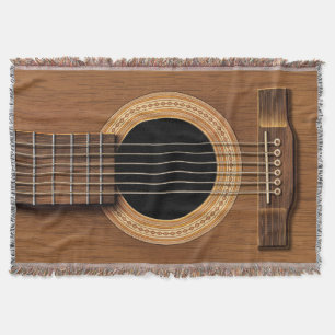 Warm Wood Acoustic Guitar Throw Blanket