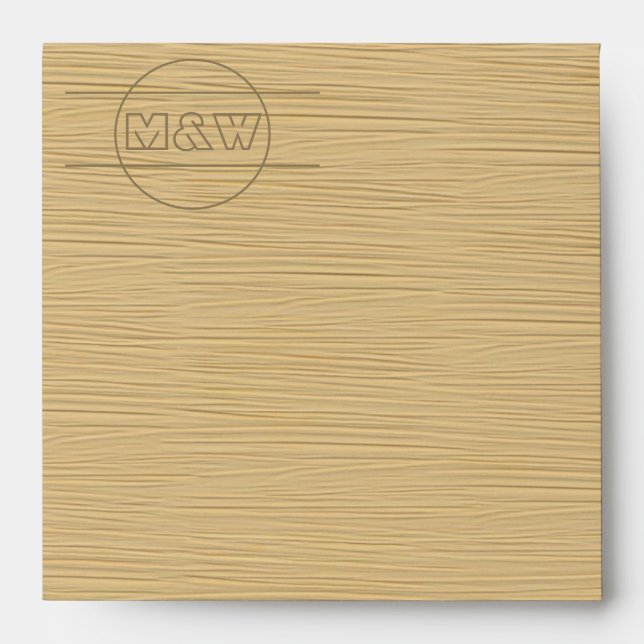 Warm Wood Grain Monogram Envelope (Front)