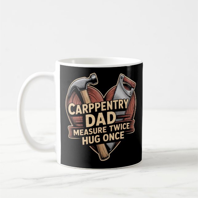 Warm Woodgrain Heart Carpentry Dad Tools Coffee Mug (Left)