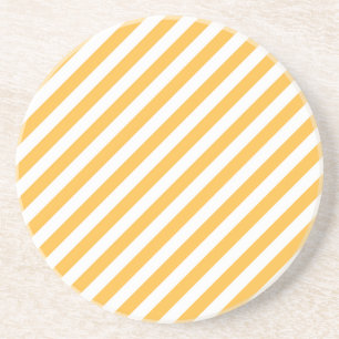 Warm Yellow and White Narrow Stripes Coaster