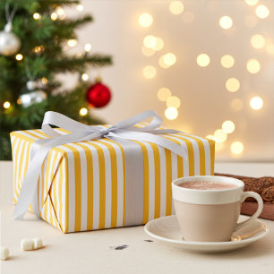 Warm Yellow and White Narrow Stripes Wrapping Paper