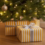 Warm Yellow and White Narrow Stripes Wrapping Paper Sheet<br><div class="desc">Discover the Perfect Custom Gift Wrap for Every Occasion! Our customisable gift wrapping paper is designed to add a touch of elegance to any present. Featuring a sleek and sophisticated pattern of warm yellow and white stripes, this modern gift wrap is both stylish and versatile. Whether you're celebrating a birthday,...</div>