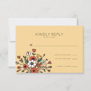 Warm Yellow Floral Illustration RSVP Card