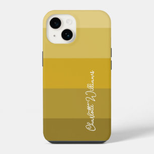 WARM YELLOW GOLD COLOR STRIPE LINE PATTERN NAME iPhone 14 CASE