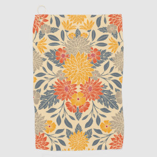 Warm Yellow, Orange & Blue Floral Golf Towel