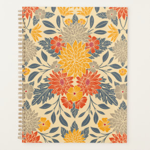 Warm Yellow, Orange & Blue Floral Planner