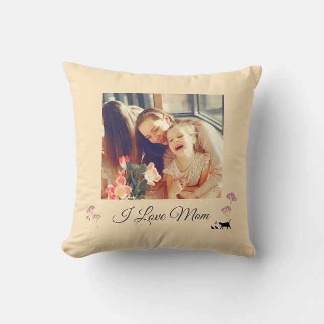 Warm Yellow Photo Mother's Day Throw Pillow (Front)