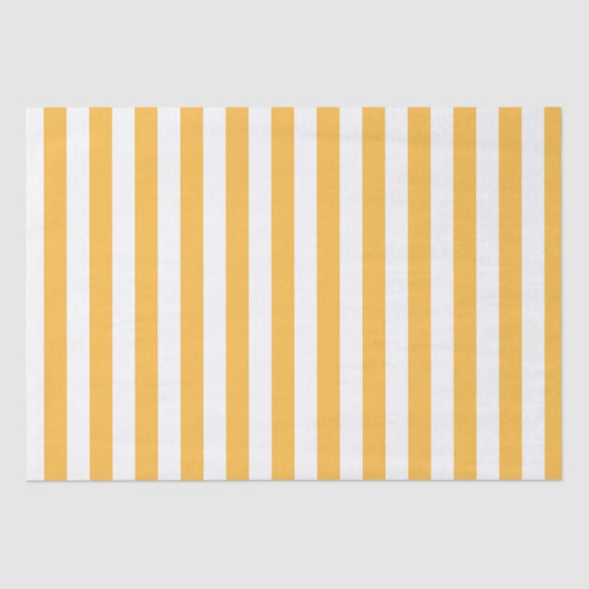 Warm Yellow, White Narrow Stripes, Elegant Modern Tissue Paper (Front)