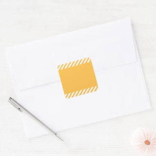 Warm Yellow With Top and Bottom Striped Frame Square Sticker